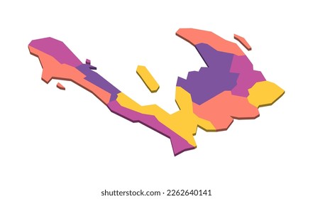 Haiti political map of administrative divisions - departments. Isometric 3D blank vector map in four colors scheme.