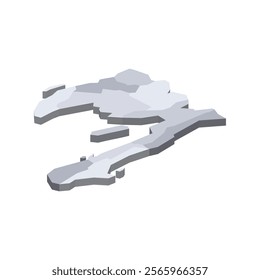 Haiti political map of administrative divisions - departments. 3D isometric blank vector map in shades of grey.