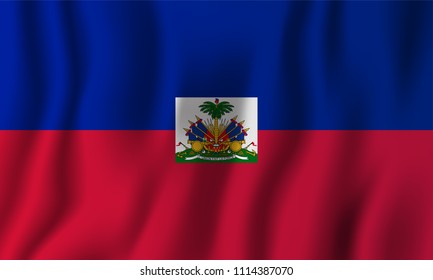 Haiti realistic waving flag vector illustration. National country background symbol. Independence day.