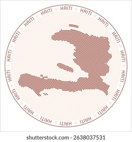 Haiti round logo design. Country shape built of rings. Haiti text around the country. Vector illustration.