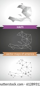 Haiti. Set graphic vector maps of Haiti, polygonal, grey, mosaic, triangle illustrations