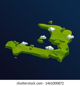 Haiti Vector Low Poly 3D Cartoon Map