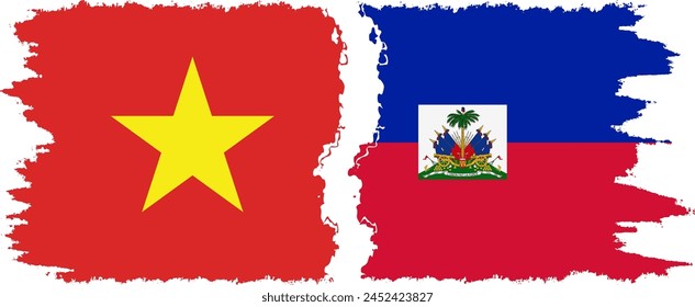 Haiti and Vietnam grunge flags connection, vector