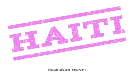 Haiti watermark stamp. Text caption between parallel lines with grunge design style. Rubber seal stamp with dust texture. Vector violet color ink imprint on a white background.