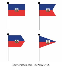 Haiti waving flag icon set in 4 shape versions. Collection of flagpole sign for identity, emblem, and infographic.