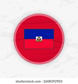 Haitian Flag in a Circular Emblem Design, Abstract Round Sticker Illustration. This high-quality vector graphic is perfect for use in patriotic designs, international events, sport competitions.