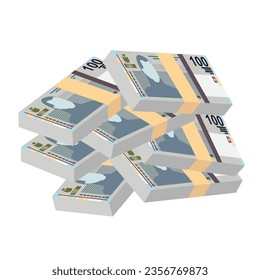 Haitian Gourde Vector Illustration. Haitian money set bundle banknotes. Paper money 100 HTG. Flat style. Isolated on white background. Simple minimal design.