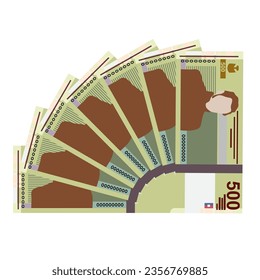 Haitian Gourde Vector Illustration. Haitian money set bundle banknotes. Paper money 500 HTG. Flat style. Isolated on white background. Simple minimal design.