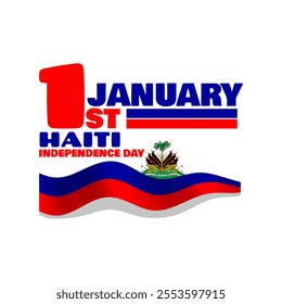 Haitian Independence Day to celebrate on January 1st. Haitian flag flying on white background. Happy Independence Day