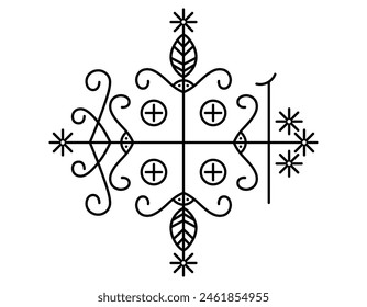 The Haitian Veve symbol of Papa Legba, the loa spirit of crossroads and the guardian of portals.