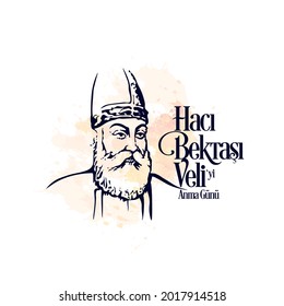 Haji Bektashi Veli Remembrance Day (1209-1271) hand drawing portrait vector.