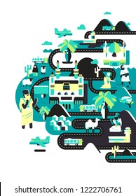 Hajj activity map background. vibrant vector illustration