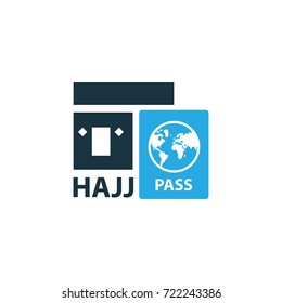 Hajj Colorful Icon Symbol. Premium Quality Isolated Travel Element In Trendy Style.