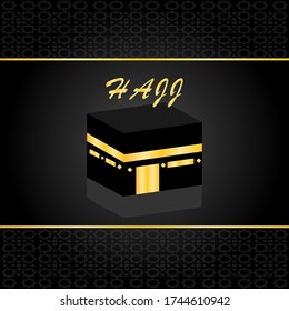 Hajj concept vector, Kaabah with Hajj wordings on black background