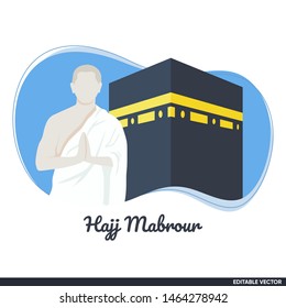 hajj Eid al adha Mubarak with makkah Islam moslem pray vector icon