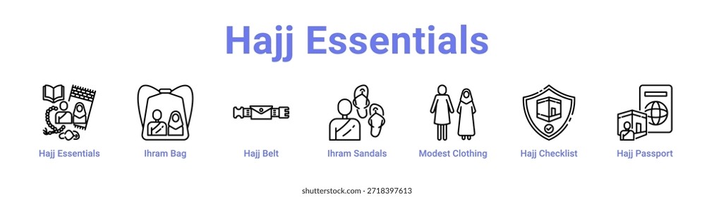 Anuncio y colección del ícono de Hajj Essentials