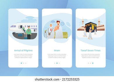 Hajj guide app onboarding screen user interface kit vector illustration svg