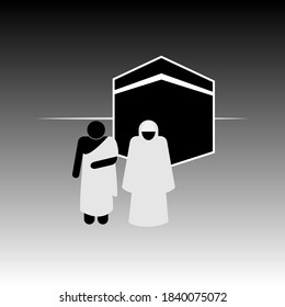 Hajj Icon. Umrah Symbol. Visit Mecca and Madina. Muslim Mandatory Worship.