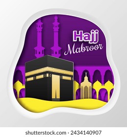 Hajj Illustration with Paper Cut Style