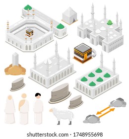 Hajj isometric vector illustration Set for Infographic elements of Pilgrimage Illustration