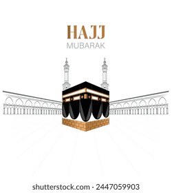 HAJJ. Kaaba Vector for Hajj Mabroor in Mecca Saudi Arabia. Hajj Mabrour And The Holy Mecca Greeting Islamic Illustration Background . eid al adha mubarak