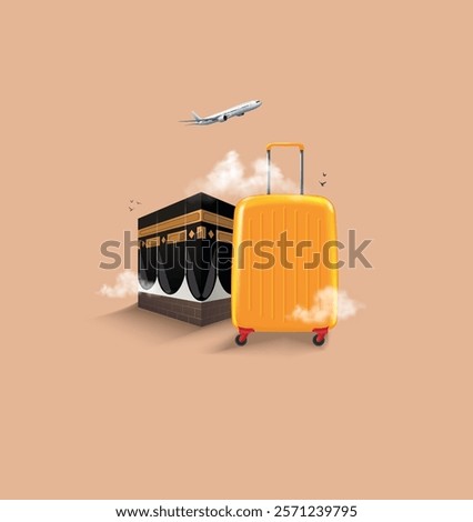 HAJJ. Kaaba Vector for Hajj Mabroor in Mecca Saudi Arabia. looking through plane window enjoying Beautiful Kaaba vector banner design for Hajj in Saudi Arabia. Hajj Mabrour and Eid al adha Mubarak