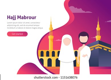 Hajj Mabroor Greeting in Arabic Calligraphy Vector. Translated as: May Allah accept your pilgrimage and forgive your sins