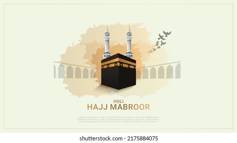 Hajj mabroor, hajj mubrak macca, kaba, haram, arab, creative design 3D illustration