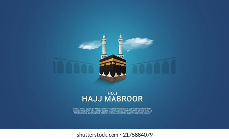 Hajj mabroor, hajj mubrak macca, kaba, haram, arab, creative design 3D illustration