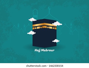 Hajj Mabrour background arabic with kaaba and mosque Islamic occasions eid ul adha or eid ul fitr