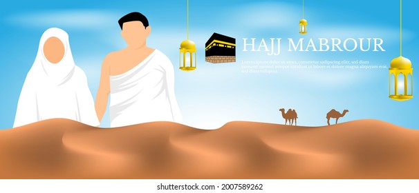 hajj mabrour background with people wearing ihram clothes