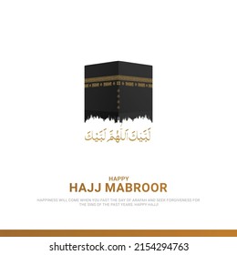 Hajj Mabrour Islamic Banner Template Design With Kaaba Illustration. 3D Illustrations. 