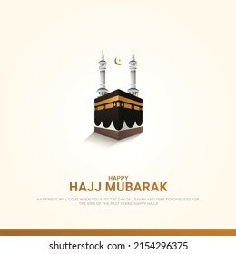 Hajj Mabrour islamic banner template design with kaaba illustration. 3D illustrations. 