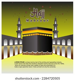 Hajj mabrour islamic event pilgrimage to mecca, saudi arabia. kaaba building. eid al adha mubarak