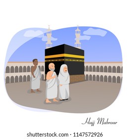 Hajj Mabrour Islamic Greeting Card Vector Illustration