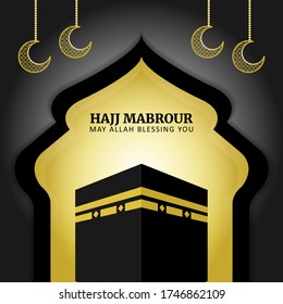 Hajj Mabrour with Kaaba. vector illustration.