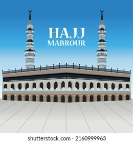 hajj mabrour lettering card with mosque