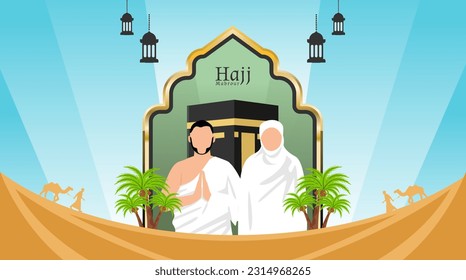 Hajj Mabrour Season and Eid al adha Islamic Artwork Template Design