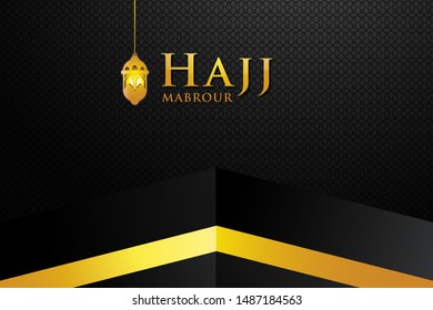 Hajj Mabrour with traditional lantern and mosque pattern texture islamic background.