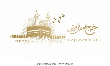 Hajj Mubarak. Kaaba Vektordesign. Übersetzungen; hajj mubarak kreatives Design für Social Media-Post. eid mubarak Anzeigen, hajj, ramadan Post Design.