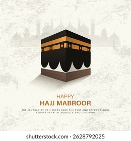 Hajj Mubarak. Kaaba vector design. translations; hajj mubarak creative design for social media post. Eid Mubarak ads, hajj, ramadan post design.
