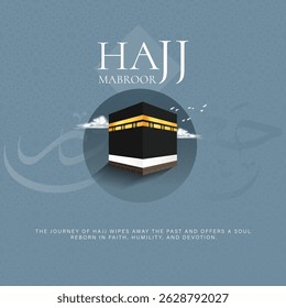 Hajj Mubarak. Diseño de Vector de Kaaba. traducciones; diseño creativo de hajj mubarak para publicación en redes sociales. Anuncios de Eid Mubarak, hajj, diseño de post de ramadán.
