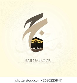 Hajj Mubarak. Vetor design Kaaba. traduções; hajj mubarak, design criativo para post nas redes sociais. Anúncios do Eid Mubarak, hajj, ilustração 3d