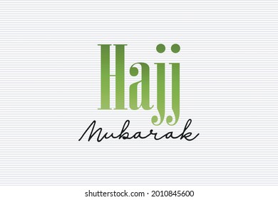 Hajj Mubarak religiöser Typografie-Text auf weißem Hintergrund. 