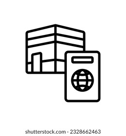 Hajj Passport Outline Icon Vector Illustration