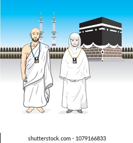 Hajj pilgrim couple vector drawn