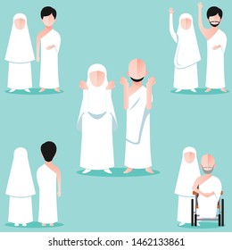 Hajj Pilgrimage flat style characters