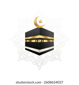 Hajj pilgrimage to Mecca with sacred rituals vector illustration