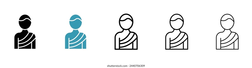 Hajj Pilgrimage and Worshipper Icons. Holy Islamic Journey and Umrah Symbols