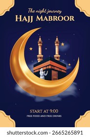 Hadsch-Poster mit Halbmond und Kaaba